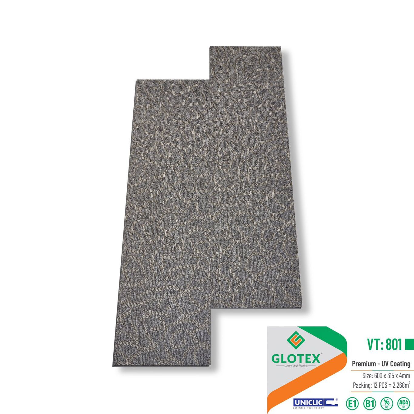 Sàn nhựa Glotex 4mm bản lớn- Sàn nhựa hèm khóa Glotex Sàn nhựa Glotex 4mm VT801