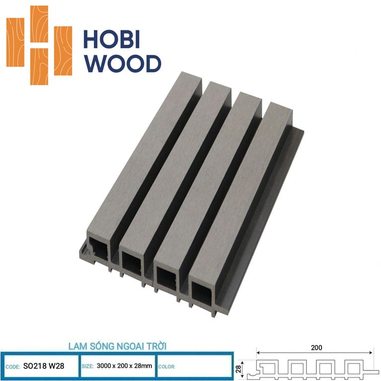 Tấm Lam sóng ngoài trời Hobiwood màu xám - Gỗ nhựa ngoài trời Hobiwood Tấm Lam sóng ngoài trời Hobiwood màu xám - Gỗ nhựa ngoài trời Hobiwood