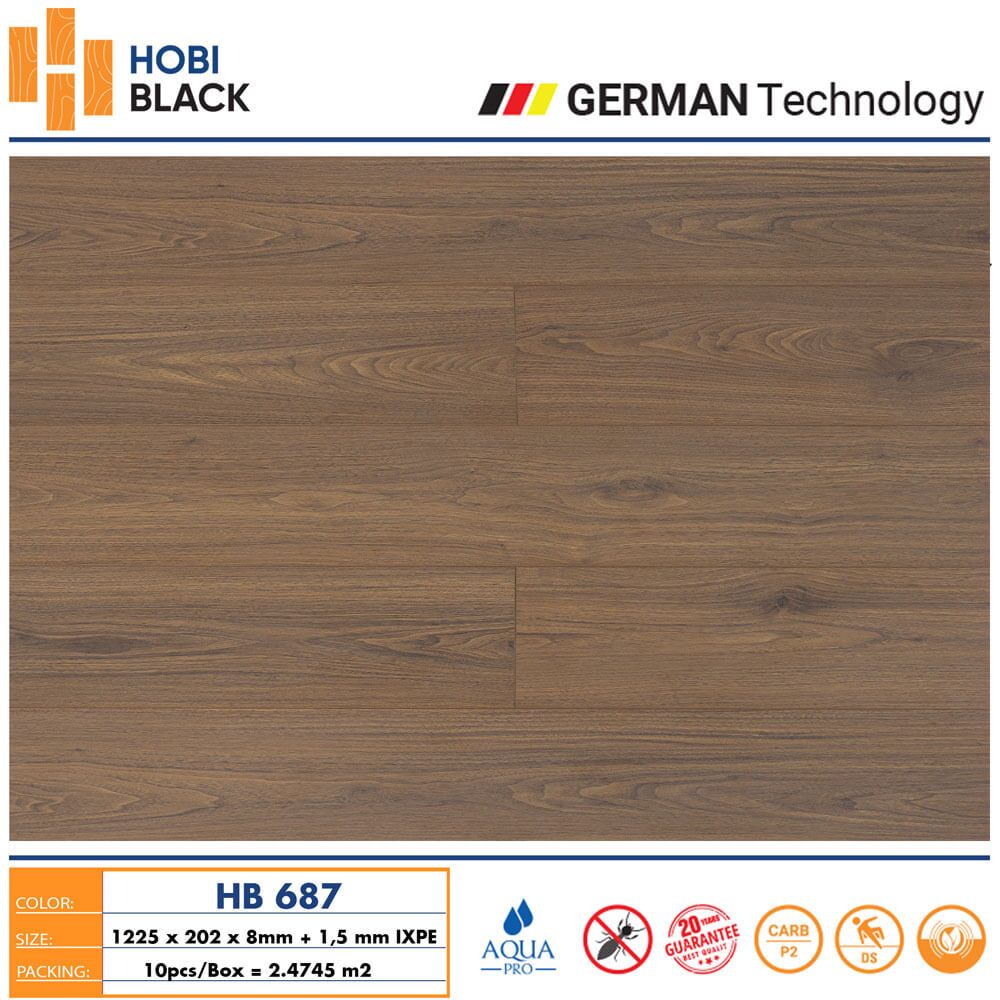 Sàn Gỗ Cốt Đen HB-687 - Sàn gỗ cao cấp Hobi Black Sàn Gỗ Cốt Đen HB-687