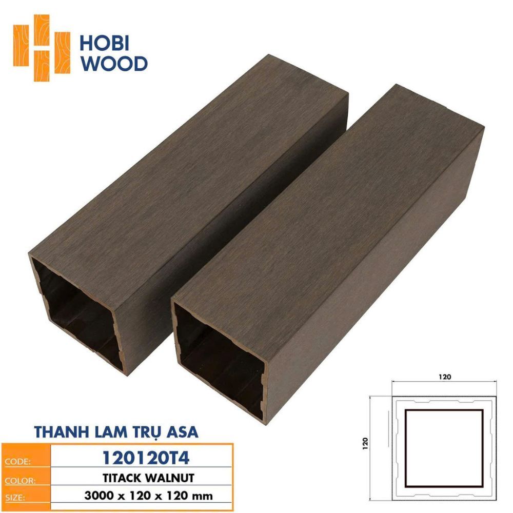 Thanh lam trụ ASA 120120T4 - Màu Titack Walnut Thanh lam trụ ASA 120120T4 - Màu Titack Walnut