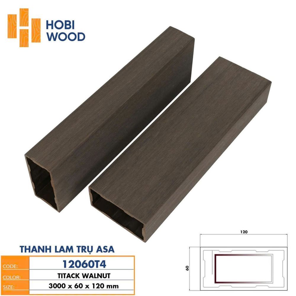 Thanh lam trụ ASA 12060T4 - Màu Titack Walnut Thanh lam trụ ASA 12060T4 - Màu Titack Walnut