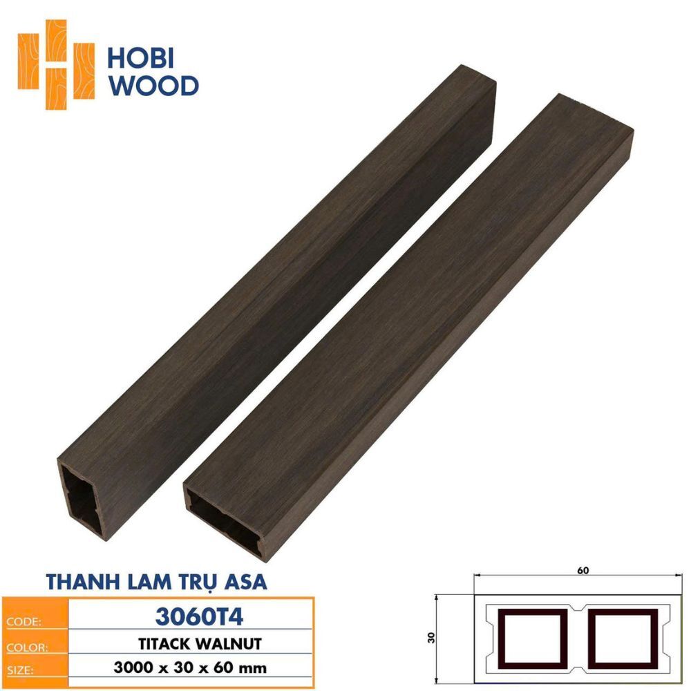 Thanh lam trụ ASA 3060T4 - Màu Titack Walnut Thanh lam trụ ASA 3060T4 - Màu Titack Walnut