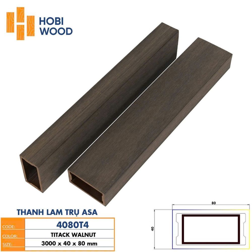 Thanh lam trụ ASA 4080T4 - Màu Titack Walnut Thanh lam trụ ASA 4080T4 - Màu Titack Walnut