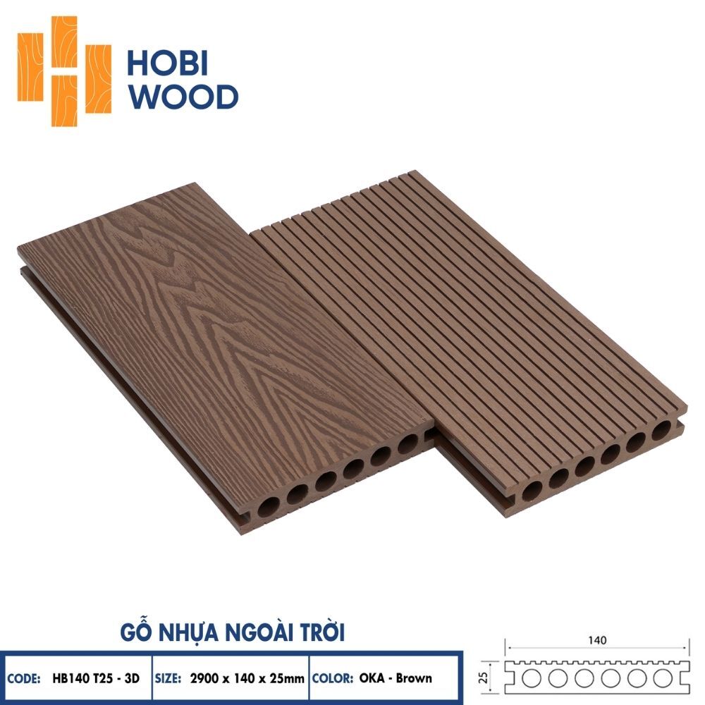 Sàn ngoài trời HB140T25 Brown - Sàn ngoài trời Hobiwood Sàn ngoài trời HB140T25 Brown - Sàn ngoài trời Hobiwood