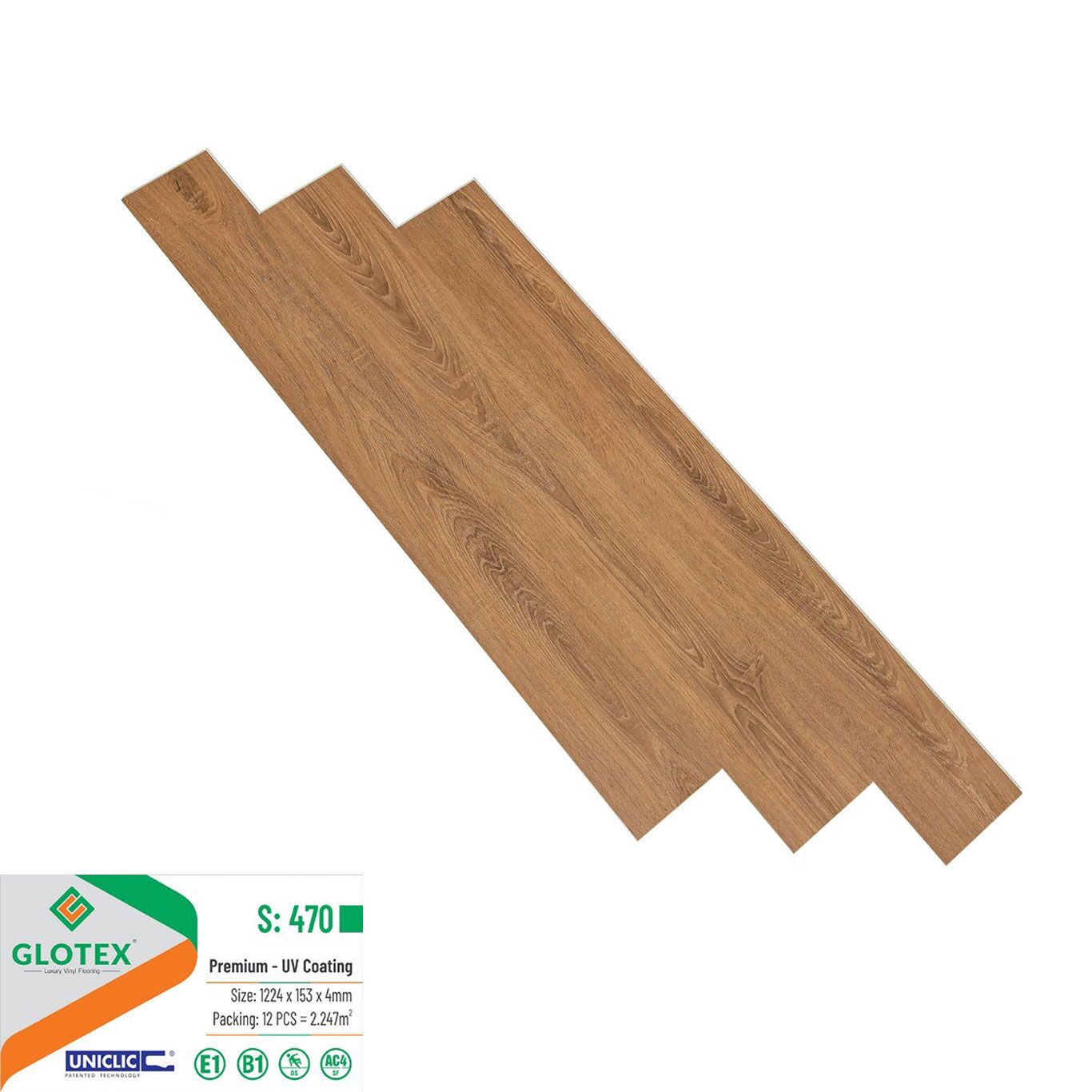 Sàn nhựa Glotex 4mm - Sàn nhựa hèm khóa Glotex 22 Sàn nhựa giả gỗ Glotex S470