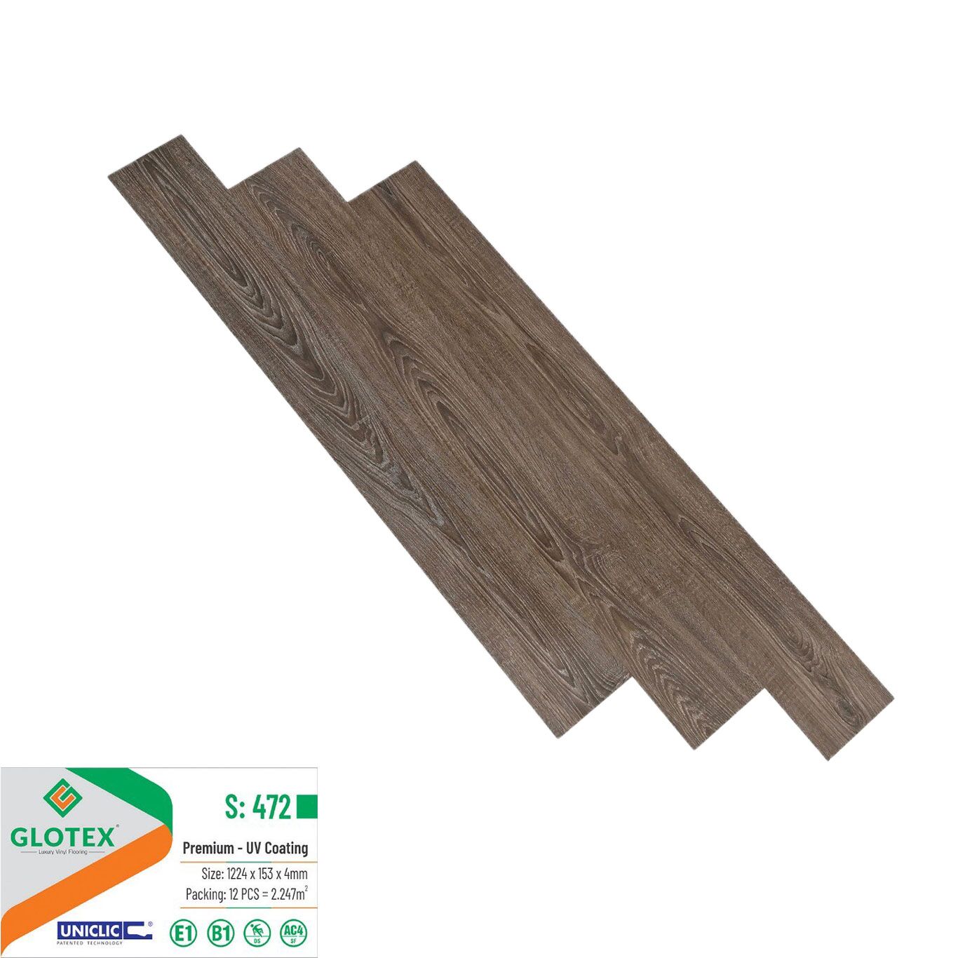 Sàn nhựa Glotex 4mm - Sàn nhựa hèm khóa Glotex 20 Sàn nhựa giả gỗ Glotex S472