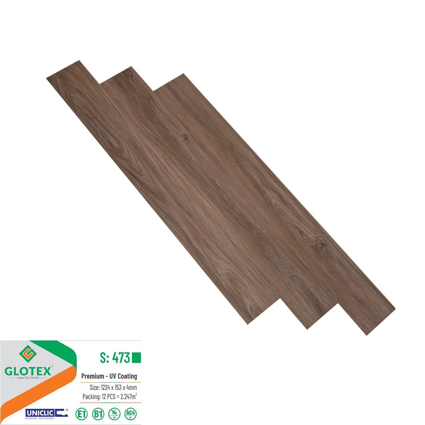Sàn nhựa Glotex 4mm - Sàn nhựa hèm khóa Glotex 19 Sàn nhựa giả gỗ Glotex S473