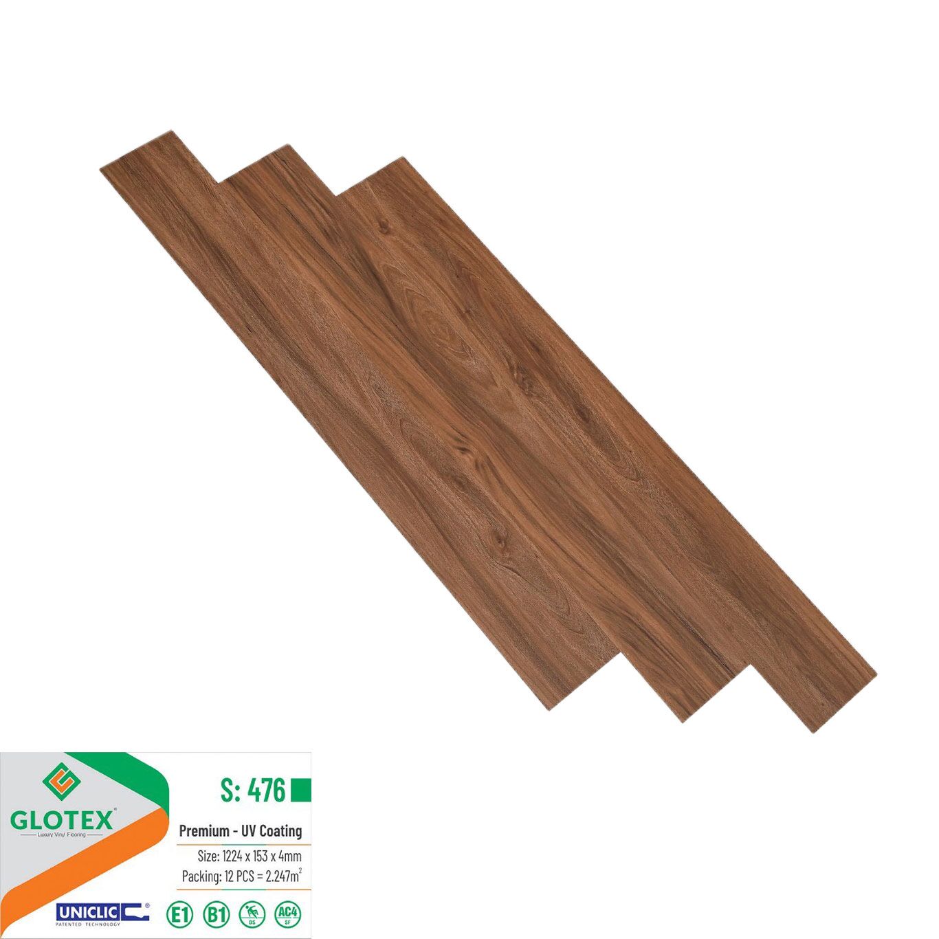 Sàn nhựa Glotex 4mm - Sàn nhựa hèm khóa Glotex 17 Sàn nhựa giả gỗ Glotex S476