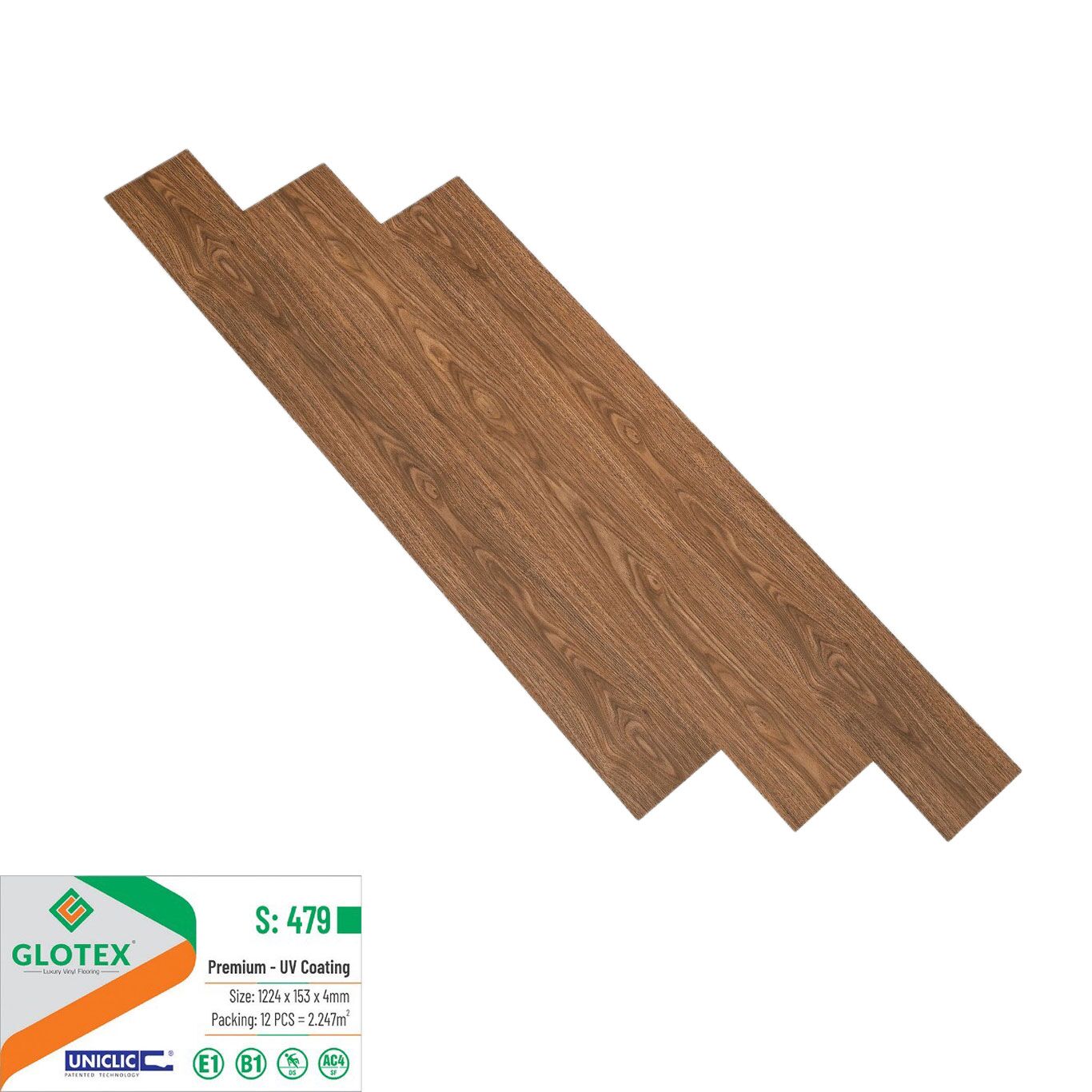 Sàn nhựa Glotex 4mm - Sàn nhựa hèm khóa Glotex 14 Sàn nhựa giả gỗ Glotex S479