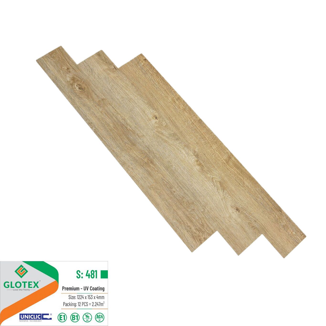 Sàn nhựa Glotex 4mm - Sàn nhựa hèm khóa Glotex 12 Sàn nhựa giả gỗ Glotex S481