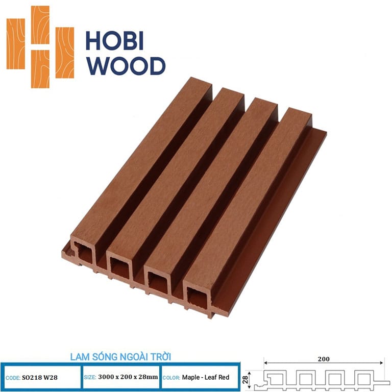 Tấm Lam sóng ngoài trời Hobiwood màu đỏ - Gỗ nhựa ngoài trời Hobiwood 73 Tấm Lam sóng ngoài trời Hobiwood màu đỏ - Gỗ nhựa ngoài trời Hobiwood