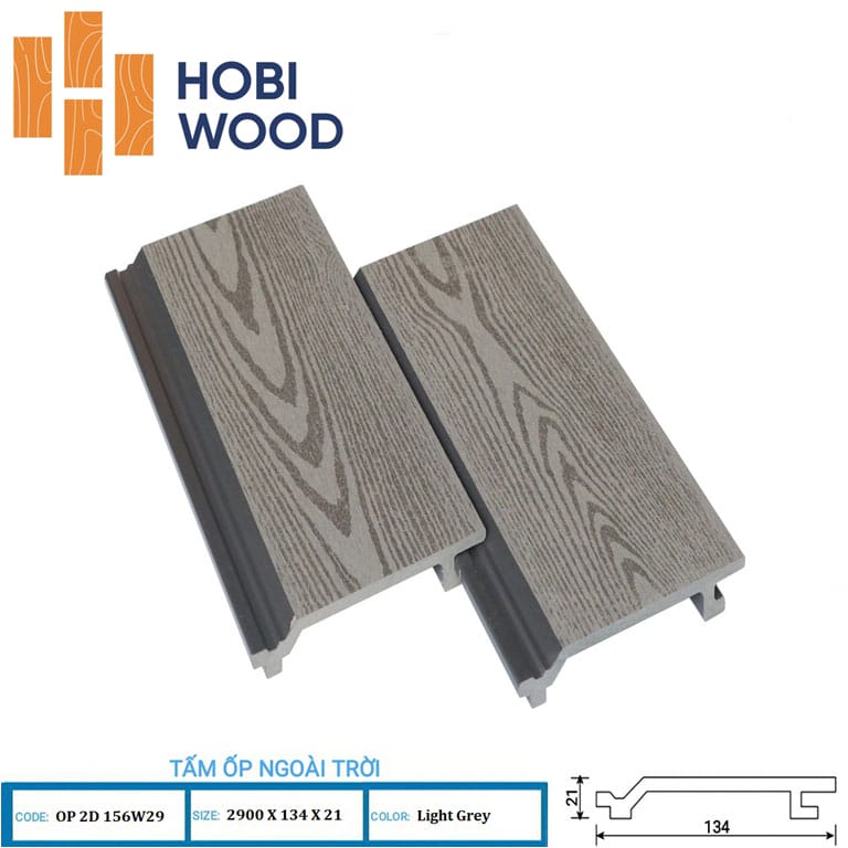 Tấm ốp tường ngoài trời Hobiwood màu xám - Gỗ nhựa ngoài trời Hobiwood 79 Tấm ốp tường ngoài trời Hobiwood màu xám - Gỗ nhựa ngoài trời Hobiwood