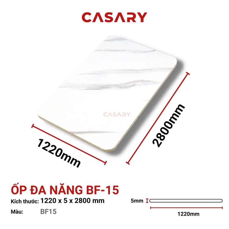 Tấm ốp than tre Casary BF15 - Màu trắng vân đá xám 14 Tấm ốp than tre Casary BF15 - Màu trắng vân đá xám - Ảnh 2