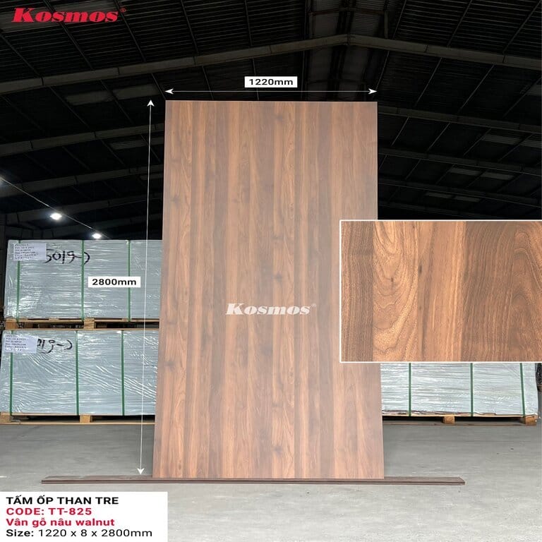 Tấm ốp than tre Kosmos TT-825 - Màu vân gỗ Walnut 5 Tấm ốp than tre Kosmos TT-825