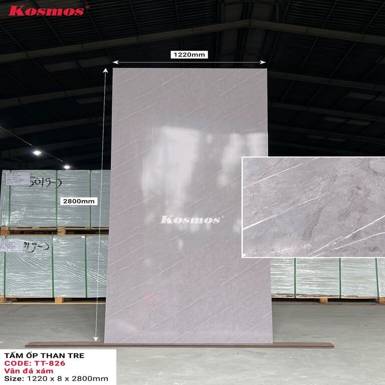 Tấm ốp than tre vân đá xám Kosmos TT-826 - Sự linh hoạt và đa dạng trong thiết kế 5 Tấm ốp than tre Kosmos TT-826