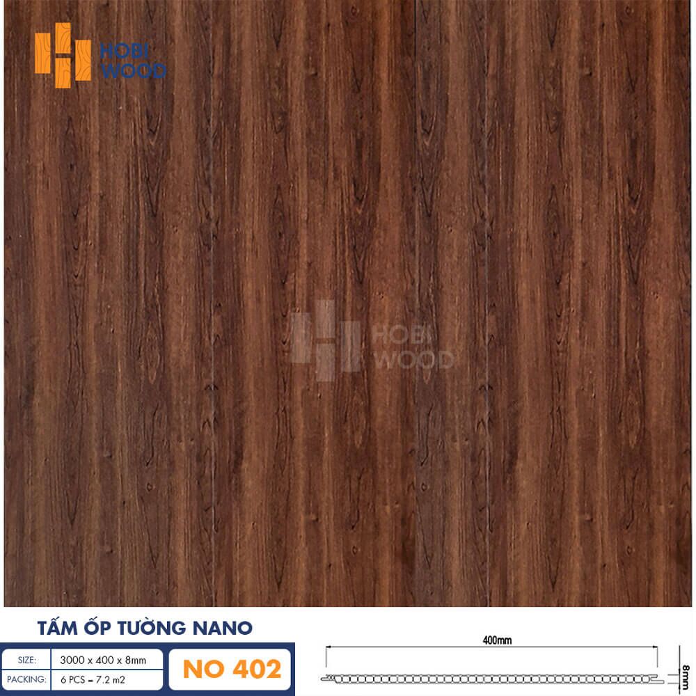 Tấm Nhựa Nano Hobiwood NO-402 – Tấm Ốp Tường Vân Gỗ Màu Nâu 40 Tấm Nhựa Ốp Tường Hobiwood NO-402 - Nhựa giả gỗ ốp tường, ốp trần