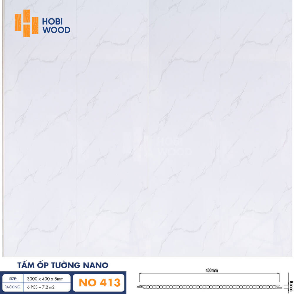 Tấm Nhựa Nano Hobiwood NO-413 – Màu trắng vân đá 40 Tấm Nhựa Nano Hobiwood NO-413 – Màu trắng vân đá - Ảnh 2