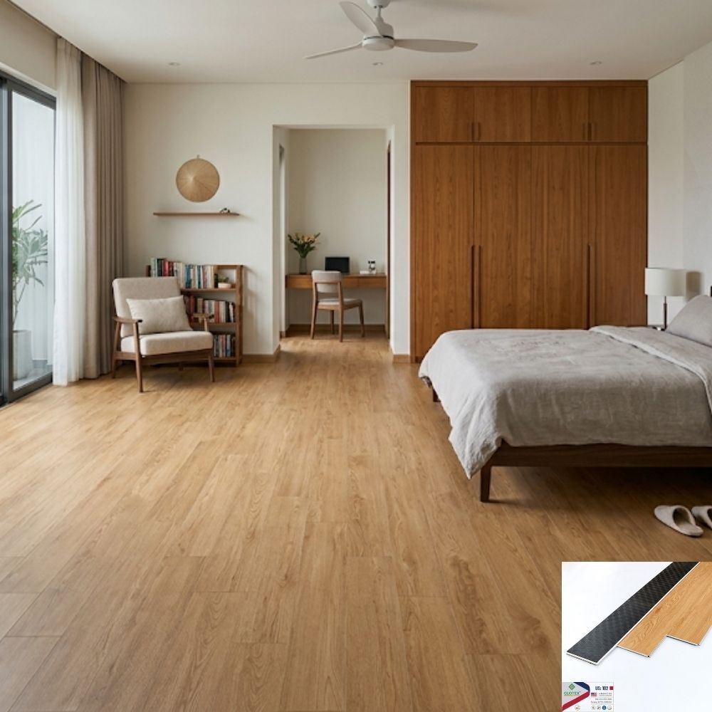 Sàn nhựa SPC vân gỗ Glotex US102 - Màu gỗ sồi vàng (Golden Oak) 12 Sàn nhựa SPC vân gỗ Glotex US102 - Màu gỗ sồi vàng (Golden Oak)