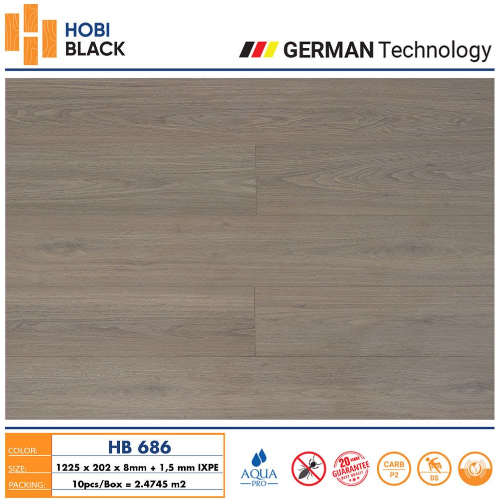 Sàn Gỗ Cốt Đen HB-686 - Sàn gỗ cao cấp Hobi Black 3 Sàn Gỗ Cốt Đen HB-686