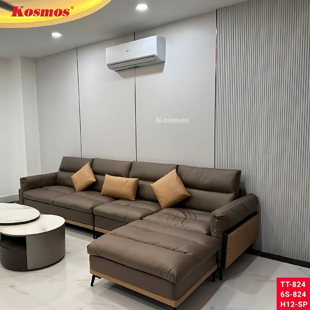 Tấm ốp than tre Kosmos TT-824 - Vân vải trắng ghi 6 Tấm ốp than tre Kosmos TT-824