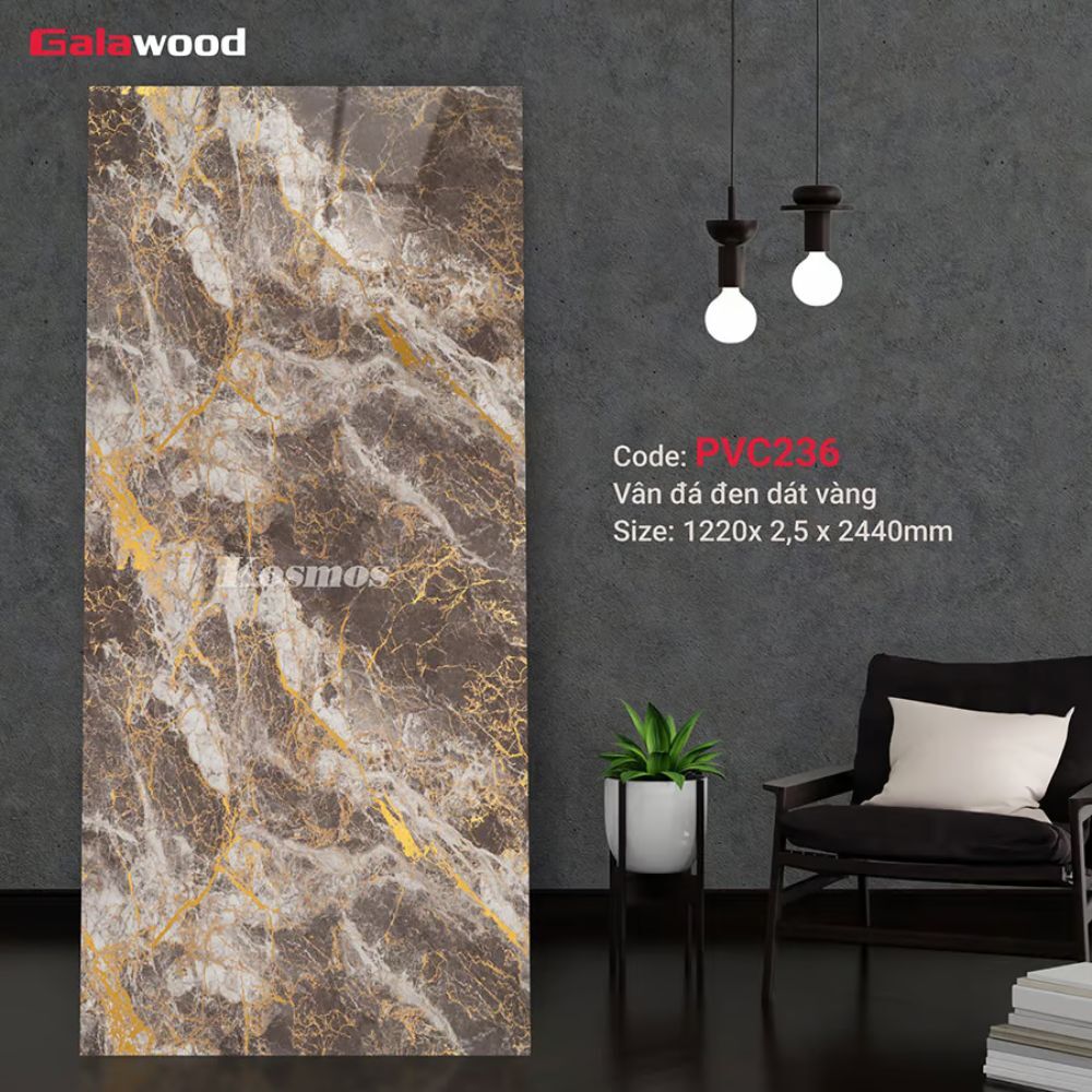 Nhựa Ốp Tường Vân Đá Đen Dát Vàng PVC236 Galawood - Đỉnh Cao Xa Hoa & Quyền Lực 7 Nhựa Ốp Tường Vân Đá Đen Dát Vàng PVC236 Galawood