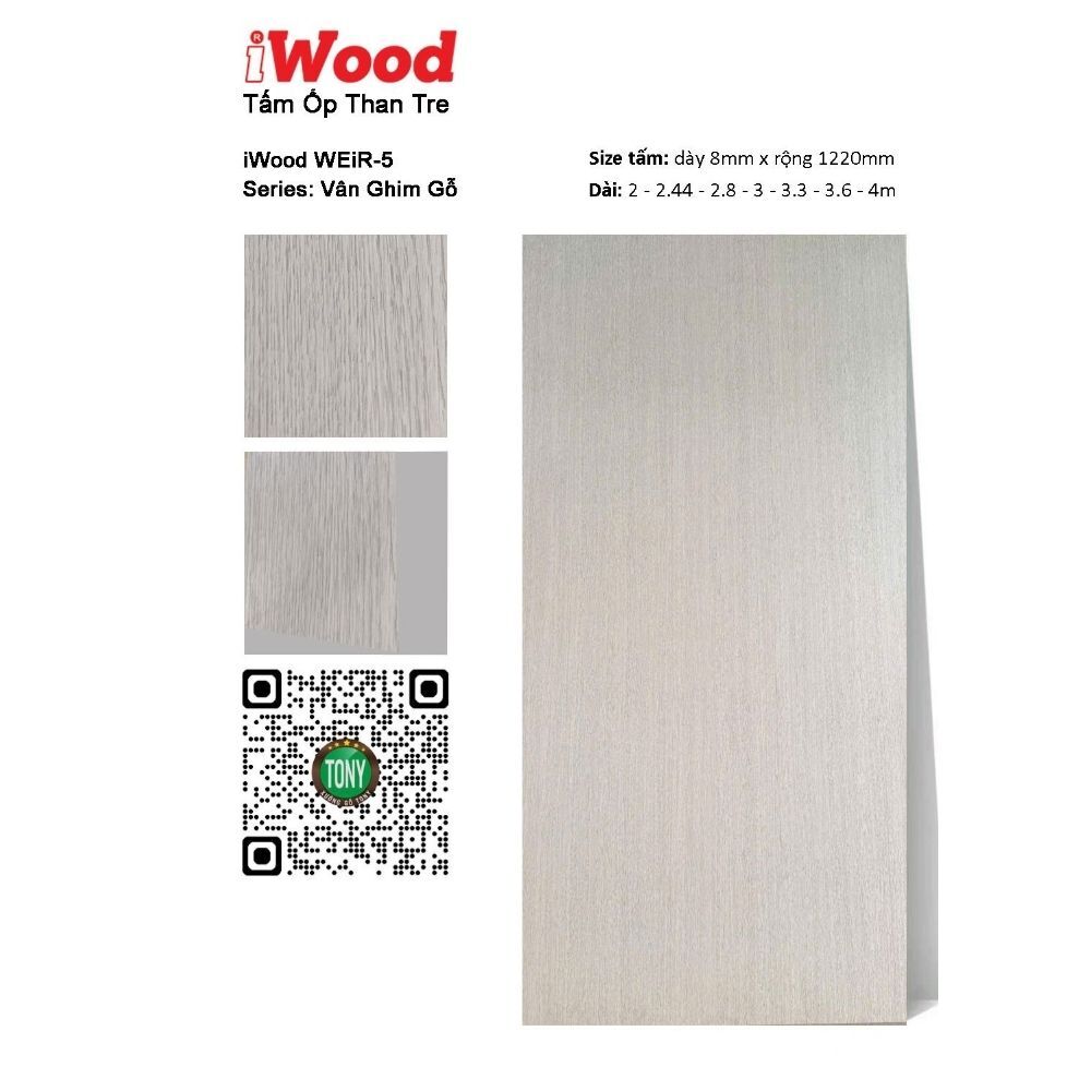 Tấm Ốp Than Tre Vân Gỗ WEiR-5 iWood- Màu Xám Bạc Vân Sọc 4 Tấm Ốp Than Tre Vân Gỗ WEiR-5 - Màu Xám Bạc Vân Sọc