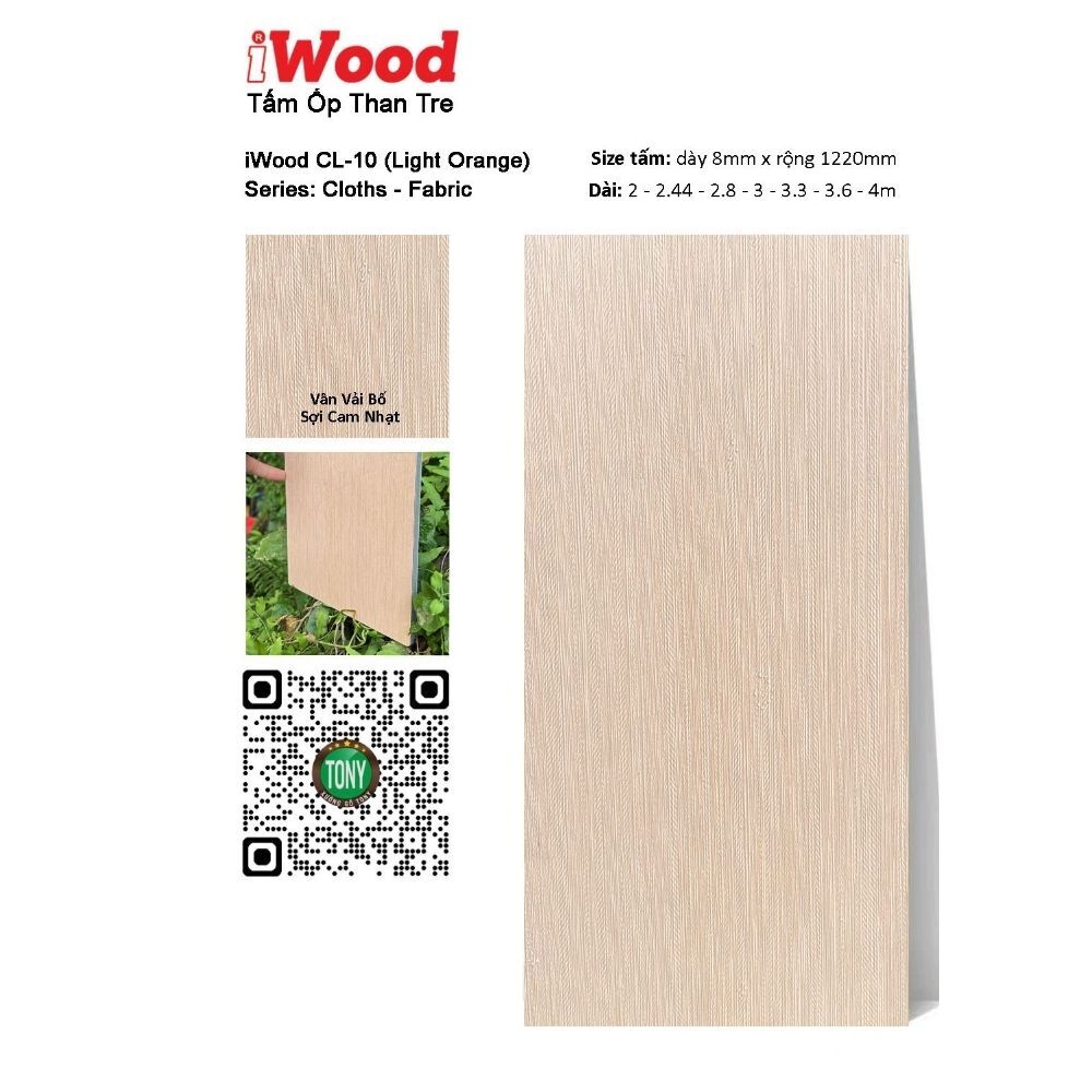 Tấm ốp than tre vân vải CL-10 iWood - Màu cam nhạt 4 Tấm ốp than tre vân vải CL-10 iWood - Màu cam nhạt