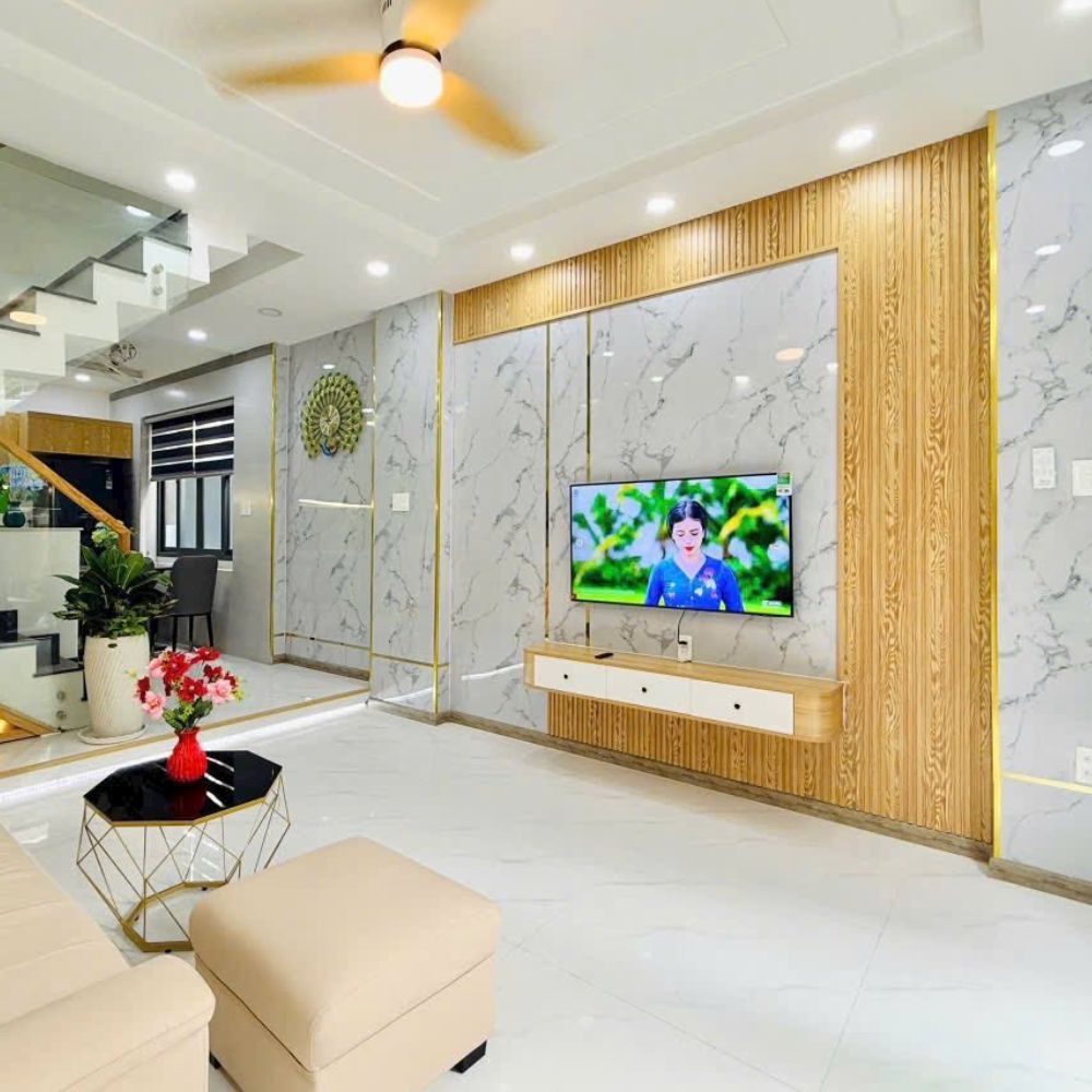 Thi công Tấm Nhựa Ốp Tường PVC - Giải Pháp Hoàn Hảo Cho Không Gian Sống Nhựa Ốp Tường Trắng Vân Đá Xám Xanh HB-VD2234