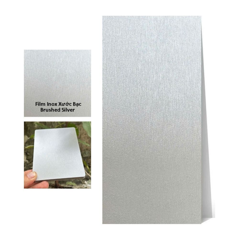 Tấm ốp than tre vân Inox xước MT-2 iWood - Màu bạc Brushed Silver Tấm ốp than tre vân Inox xước MT-2 iWood - Màu bạc Brushed Silver