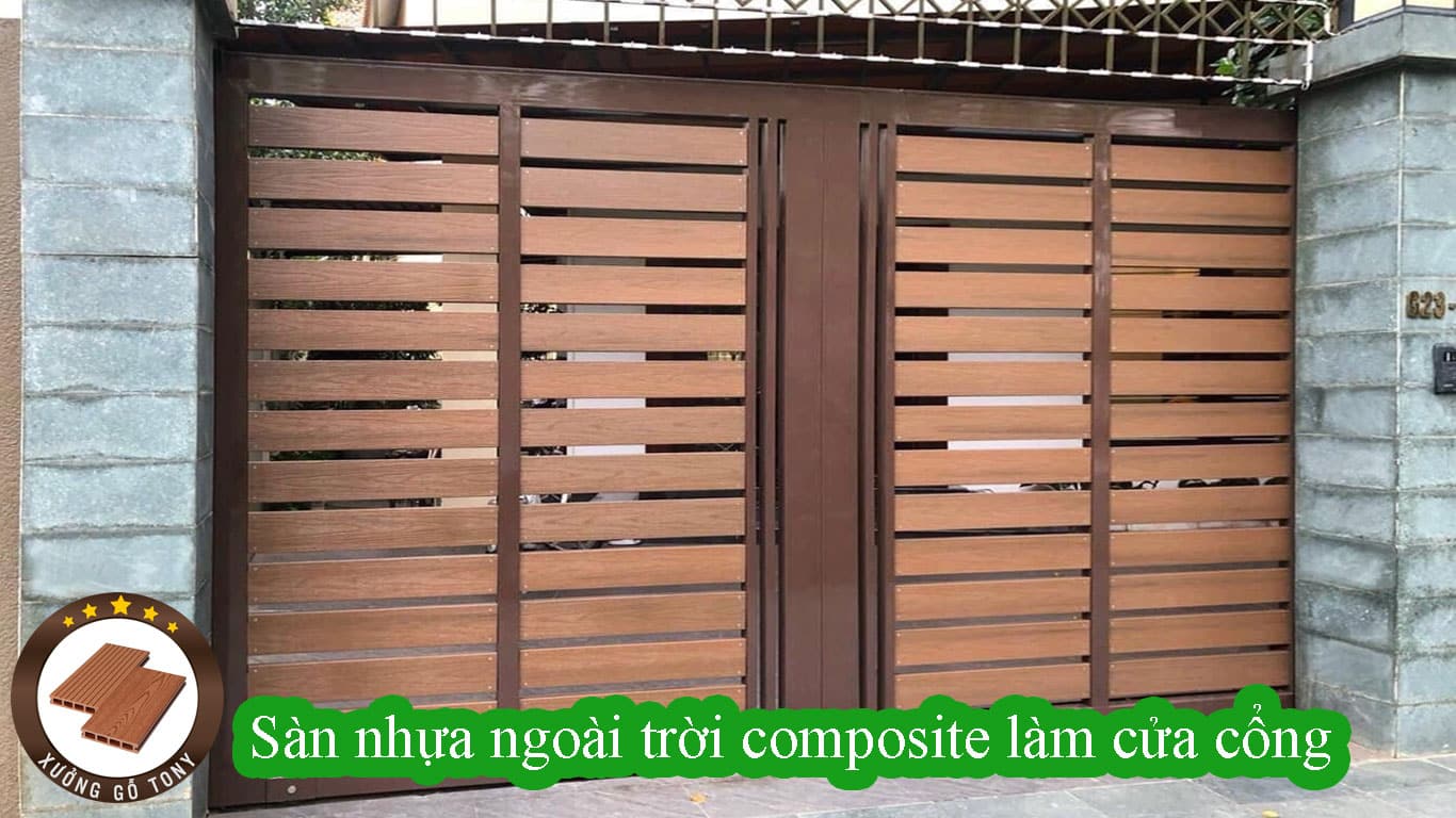 Sàn gỗ nhựa ngoài trời làm cửa cổng