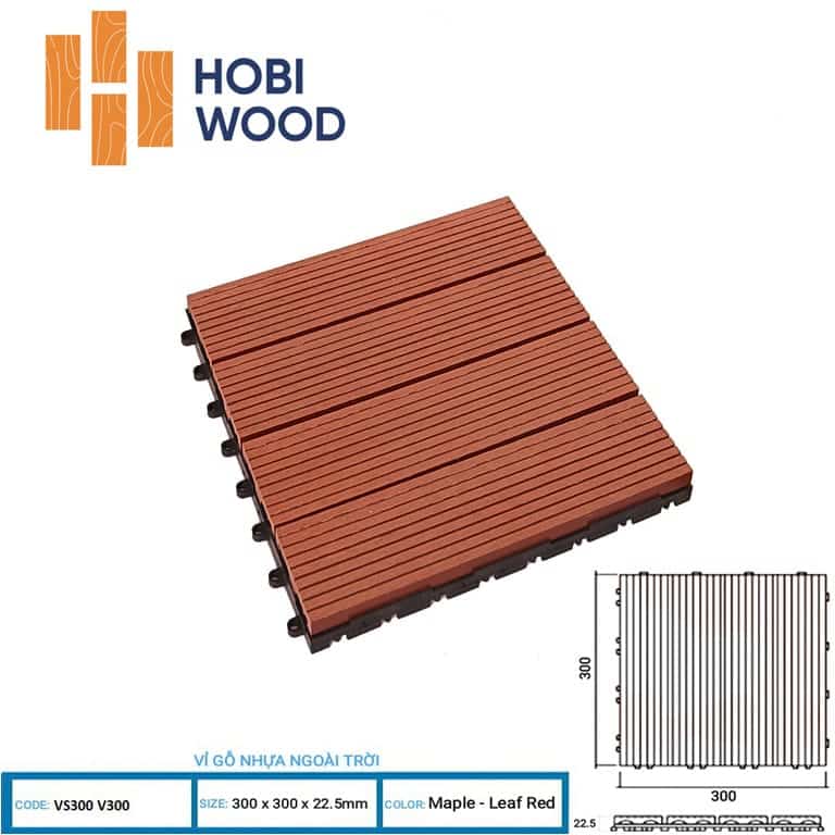 Vỉ gỗ nhựa ngoài trời Hobiwood VS màu red - Sàn gỗ ban công