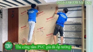 Thi công tấm nhựa giả đá