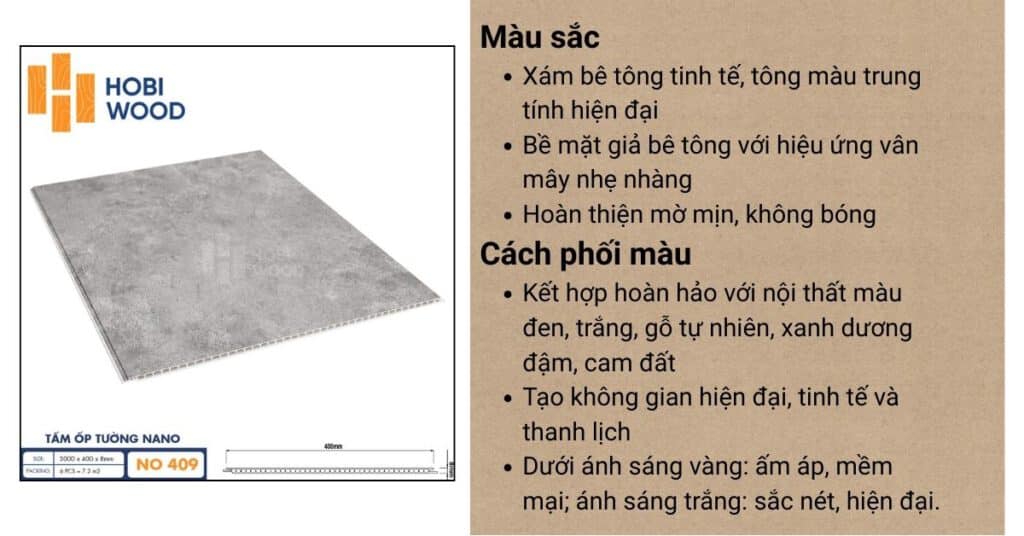 Tấm Nhựa Nano Hobiwood NO-413 – Màu trắng vân đá