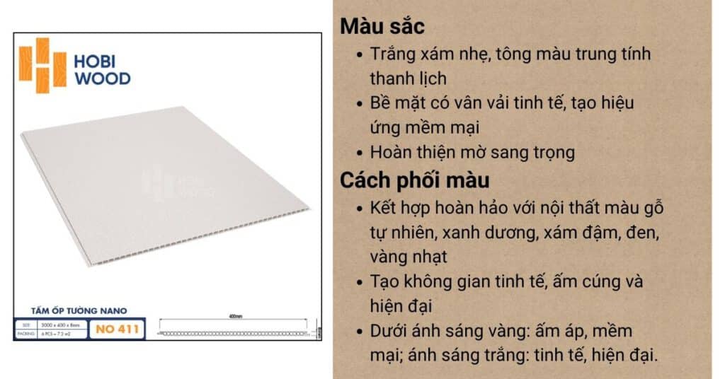 Tấm Nhựa Nano Hobiwood NO-413 – Màu trắng vân đá