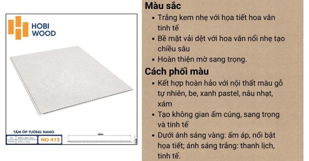 Tấm Nhựa Nano Hobiwood NO-413 – Màu trắng vân đá