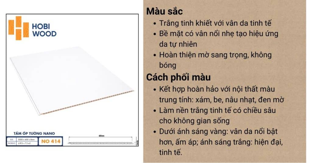 Tấm Nhựa Nano Hobiwood NO-413 – Màu trắng vân đá