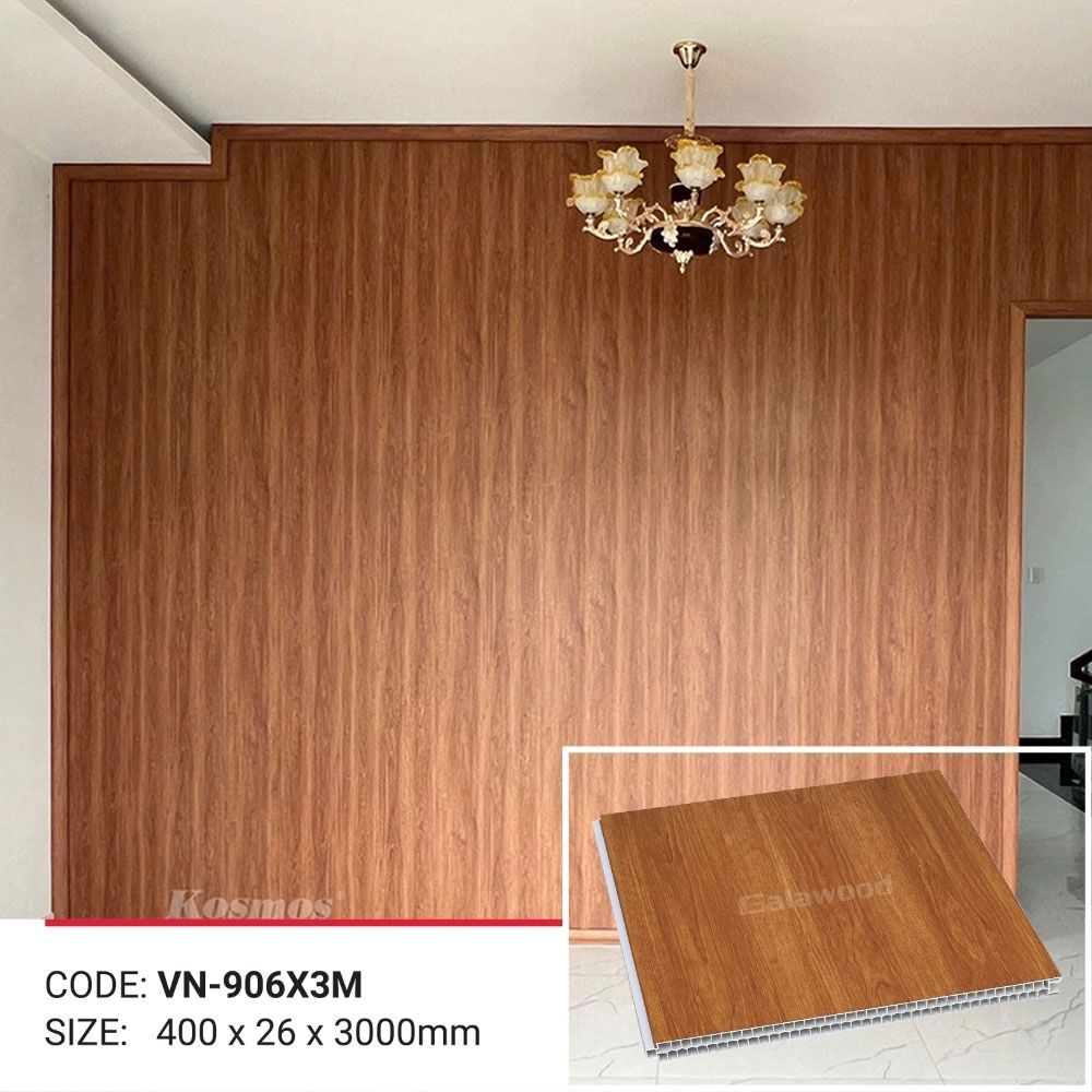 VN-906 (2) Vách ngăn nhựa vân gỗ màu cam đỏ Galawood VN-906