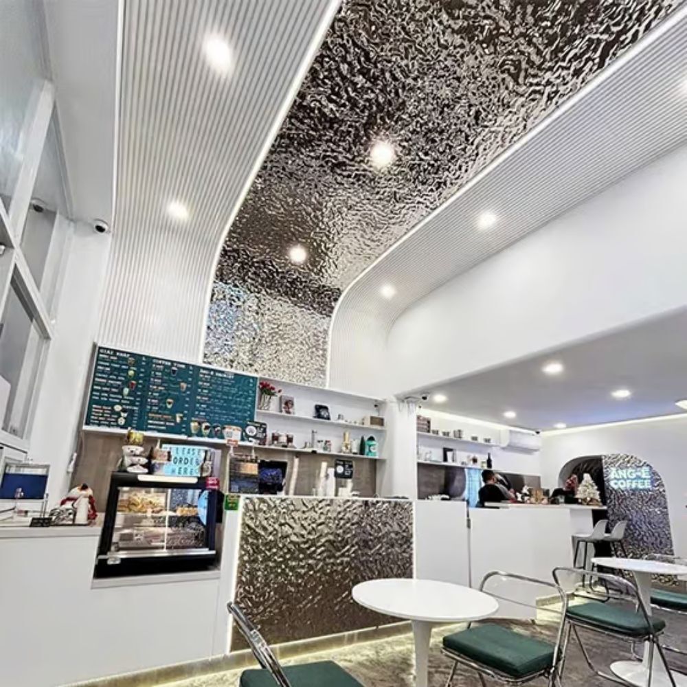 Tấm than tre TT-814 Tấm ốp sợi than tre Kosmos TT-814 vân sóng nước bạc