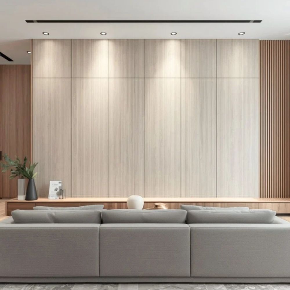 Tấm ốp than tre vân gỗ WG-7 Tấm Ốp Than Tre Vân Gỗ WG-7 iWood - Màu Xám Vân Sồi Sọc Nhuyễn